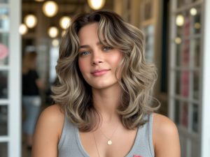 Medium length wavy hair layers that gave my flat hair ridiculous volume